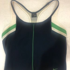 Nike Dri fit tank. Navy blue with green trims